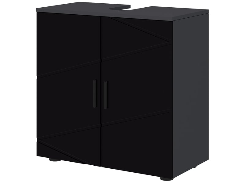  Meuble sous lavabo noir 60 x 30 x 60 cm à 2 portes  - Conforama B