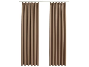 Lot de 2 rideaux occultants, rideaux black-out avec crochets taupe 140x175 cm cf44887