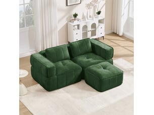 Canapé d'angle modulable 2 places 198x162x67 cm avec pouf vert