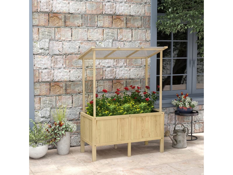  Bac à plantes en bois avec couvercle - dimensions - bois de sapin massif 110x60x152cm - Conforama B