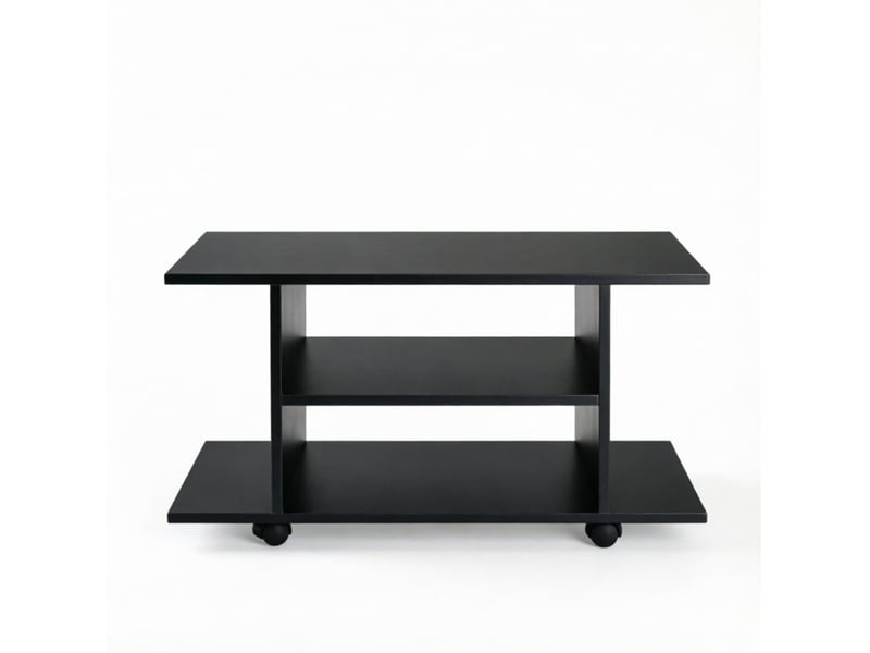  Meuble tv mobile 80x40x40 cm avec 4 roulettes, en panneau de particules noir  - Conforama A