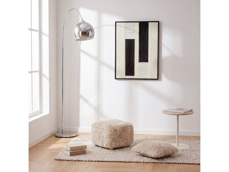 Tabouret d'appoint carré duvia 40cm beige lin  - Conforama C
