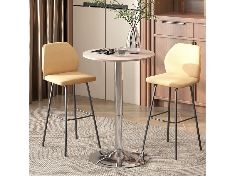  Table de bar à hauteur réglable, piètement pivotant à 360°, base ronde, table haute pour cuisinesalle à manger, ø60 x 67-93 cm, naturel  - Conforama D