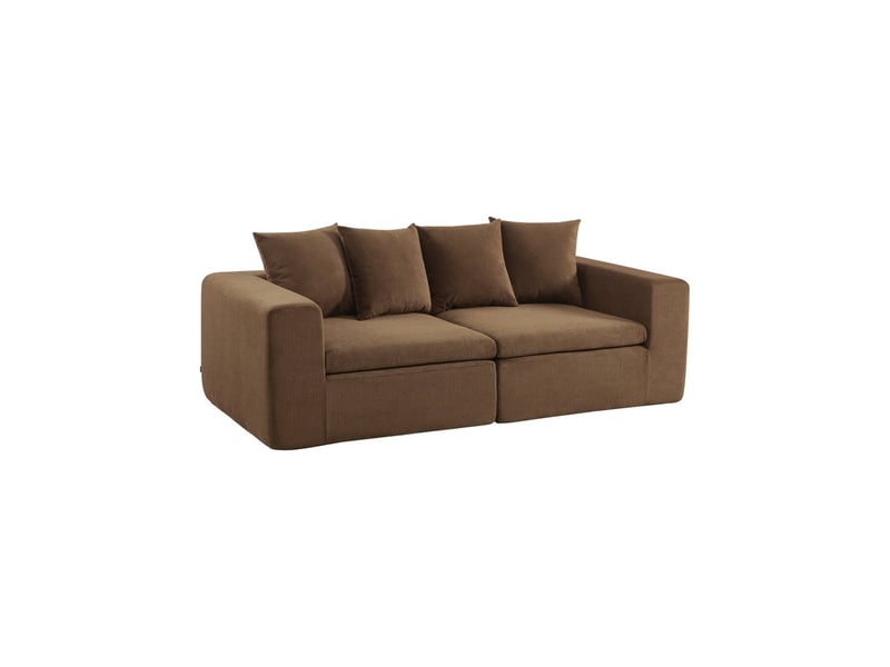 Canapé modulable tissu chenille 3 places marron - movi - Conforama A