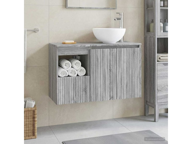 Ensemble de mobilier de salle de bain 2 pc sonoma gris cf64192 - Conforama B