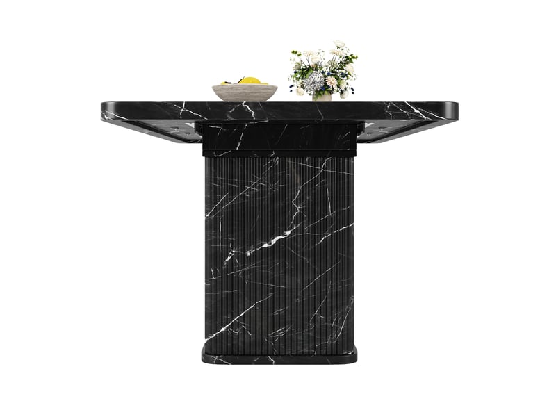  Table extensible avec rangement intégré pour salle à manger 140–180×80×76,5 cm finition marbre noir  - Conforama D
