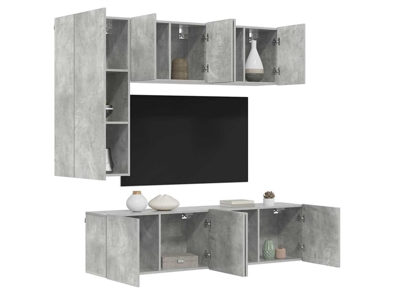  Unités murales tv 5 pcs gris béton bois d'ingénierie shl96804  - Conforama D