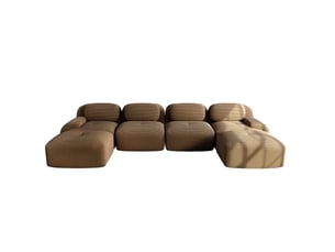 Canapé modulable u 4 places sans montage en velours côtelé marron 388 x 178 x 70 cm evryae