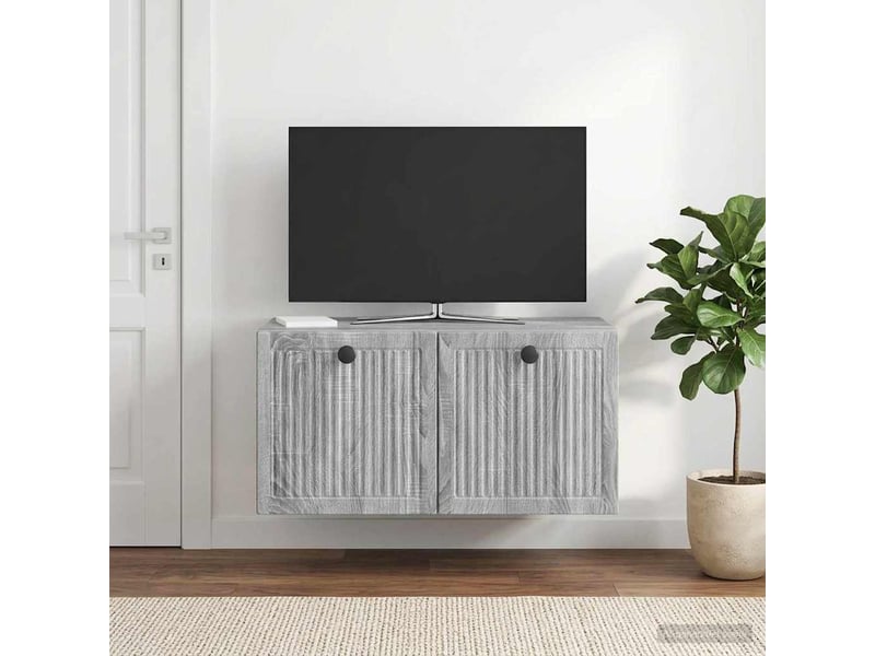  Meuble tv - banc tv - meuble de rangement mural sonoma gris 59,5 x 31 x 30 cm bois d'ingénierie  - Conforama D