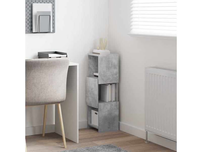  Meuble d'angle, meuble de rangement salon 25,5x25x80cm bois d'ingénierie gris béton  - Conforama D