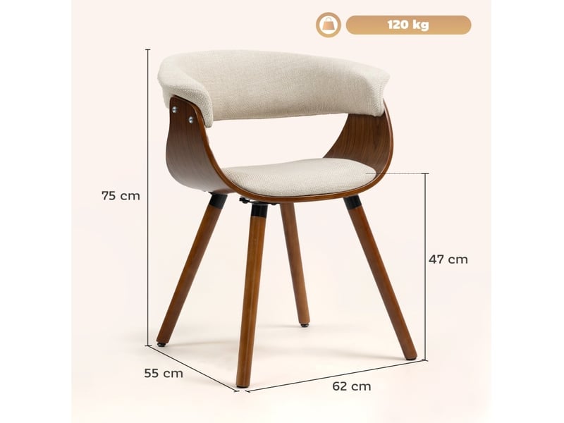  Chaise de salle à manger avec dossier tissu beige evryae  - Conforama E