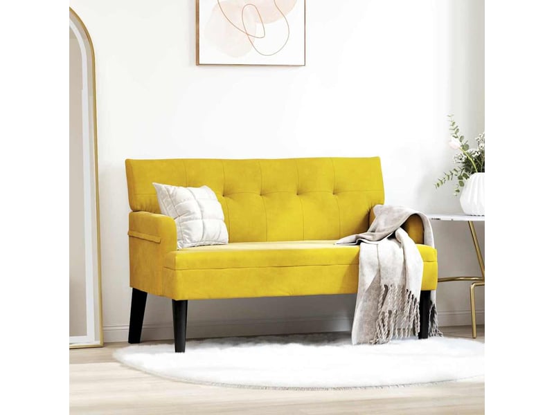  Banc chambre, banc de lit chesterfield jaune 112x65,5x75 cm velours  - Conforama B