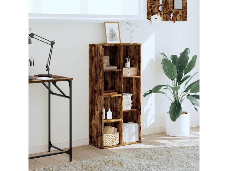  Bibliothèque, étagère de rangement chêne fumé 50x25x105 cm bois d'ingénierie  - Conforama C