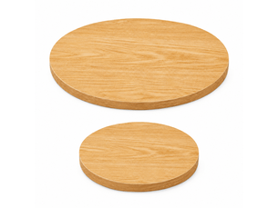 Table basse ø70 cm + ø50 cm épaisseur 1,8 cm 2 pièces plateaux ronds aspect bois naturel revêtement mélaminé