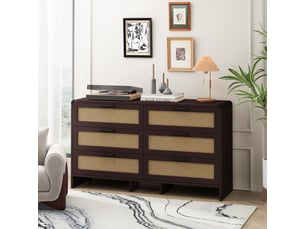 Buffet 0 porte(s) 6 tiroir(s) OKWISH - 130 cm coloris marron