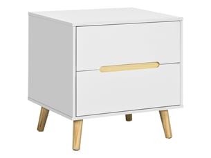 Table de chevet à 2 tiroirs et pieds en bois, style moderne, 50 x 40 x 50,5 cm, blanche