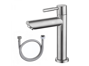 Robinet mitigeur évier salle de bain acier inoxydable avec flexible - robinet d'eau froide pour lavabo salle de bain invités