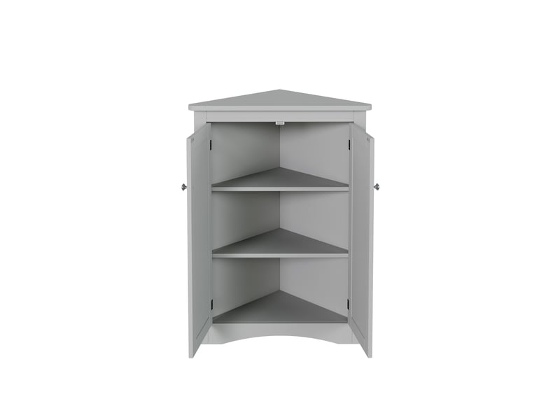 Meuble d’angle sdb gris 62 × 80 cm, 2 portes, 3 niveaux, gain de place  - Conforama D