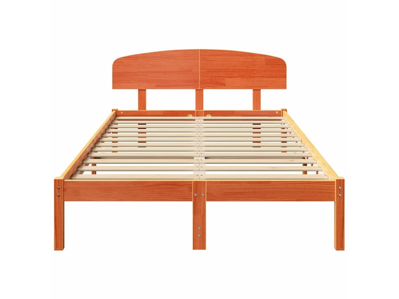  Lit double- lit adulte -  cadre de lit avec tête de lit brun  135 x 190 cm pin massif  - Conforama D