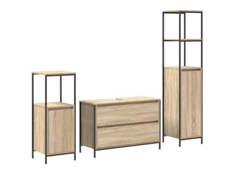  Ensemble de mobilier de salle de bain 3 pc chêne sonoma cf64365  - Conforama A