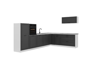 Vicco cuisine en angle, anthracite campagneblanc, 327 x cm plan de travail marbre