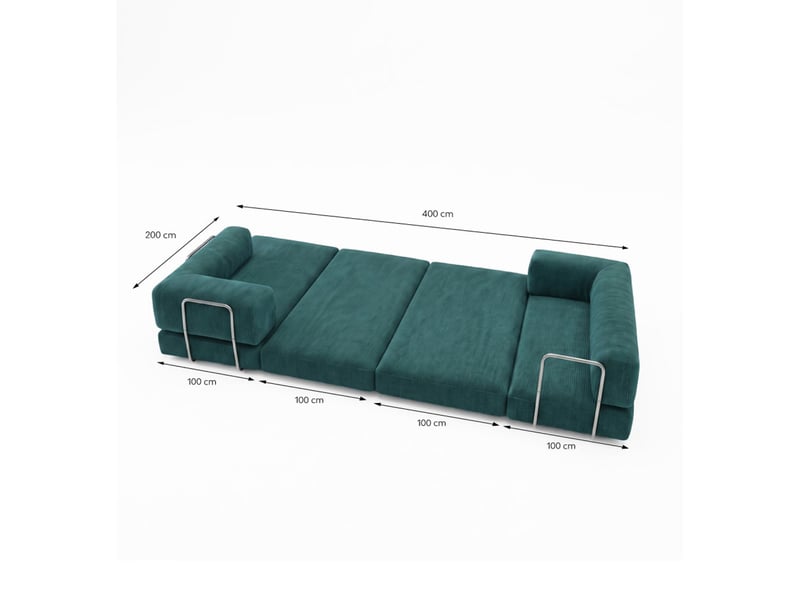  Canapé compressé convertible 5 places à mémoire de forme en velours côtelé vert barry  - Conforama D