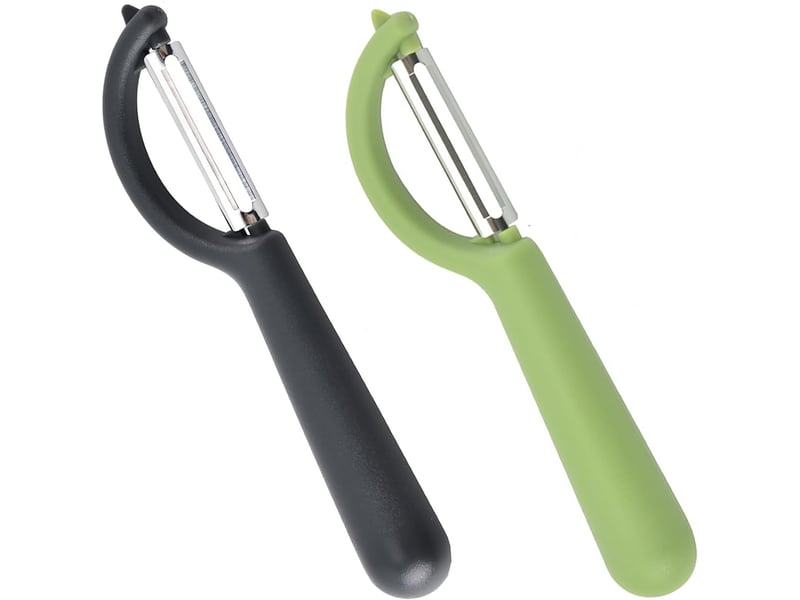  Vert+noir éplucheur universel (2 pcs), éplucheur pivotant en acier inoxydable, couteau cuisine avec lame tranchante pour légumes fruits  - Conforama A