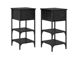 Table de chevet 2 pièces chêne noir 33,5 x 36 x 70 cm