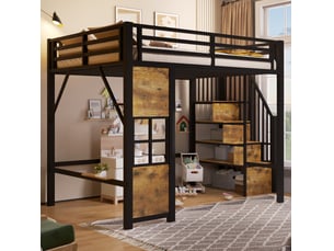 Lit mezzanine 140x200 cm <strong>HAVRYA</strong> <strong></strong> coloris noir