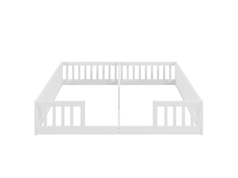  Lit enfant avec barrières minimaliste en pin blanc, 90x200 cm, idéal pour deux enfants  - Conforama A