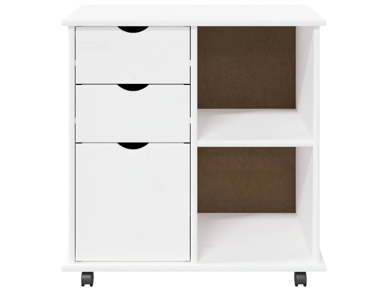  Caisson roulant de bureau 63,5 x 39 x 65,5 cm bois de pin massif blanc  - Conforama E