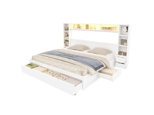 Lit avec rangement 180x200 cm WISHDOR   coloris blanc