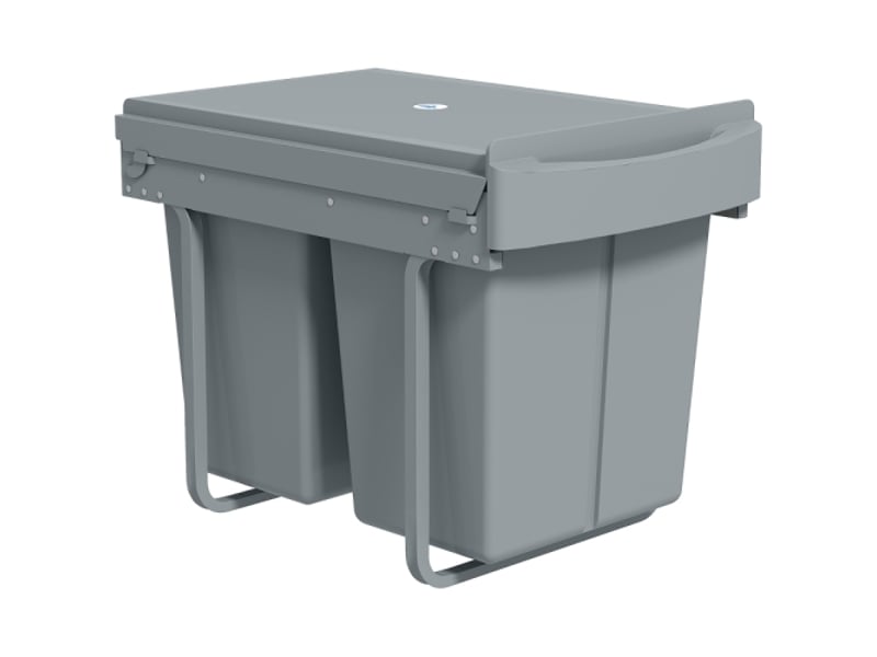  Poubelle coulissante 2x20 l, bacs amovibles, plastique et métal, grise  - Conforama A