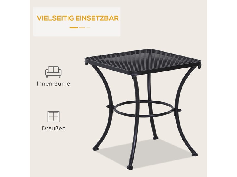  Table basse de jardin carrée avec plateau mesh en métal pour terrasse et balcon, noire, 45×45×50 cm  - Conforama C