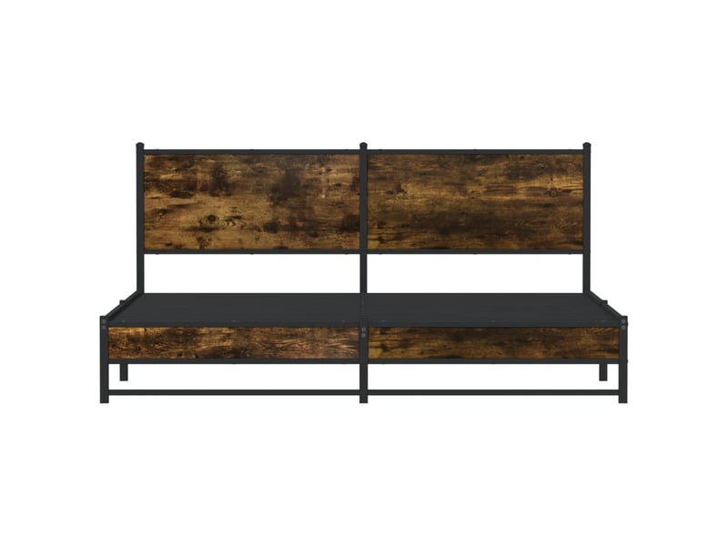Lit double- lit adulte - cadre de lit en métal sans matelas chêne fumé 180x200 cm - Conforama D