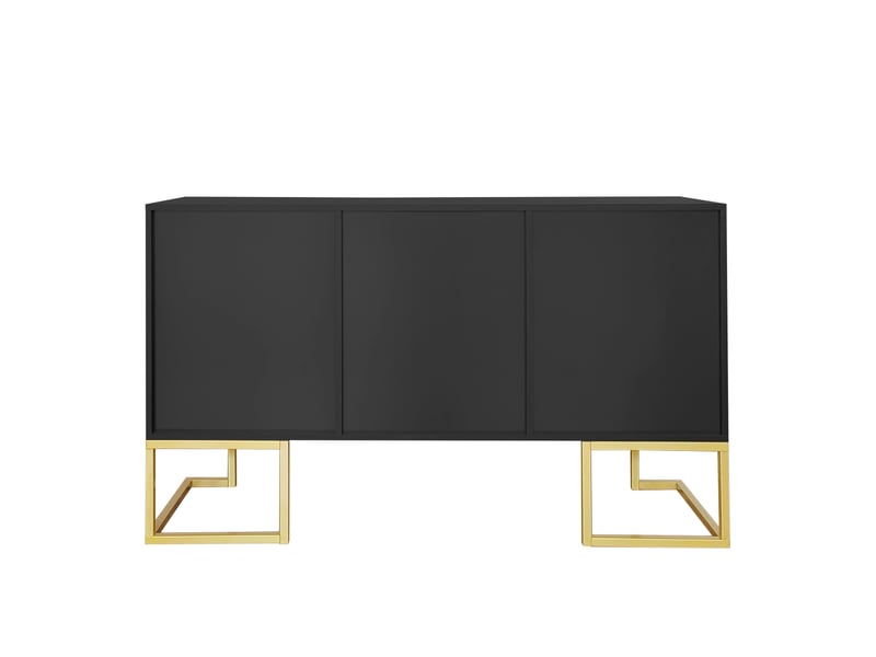 Buffet 3 portes 138 x 40 x 80,5 cm, étagères réglables, façades rainurées, poignées métal, noir Jamama eleni - Conforama W