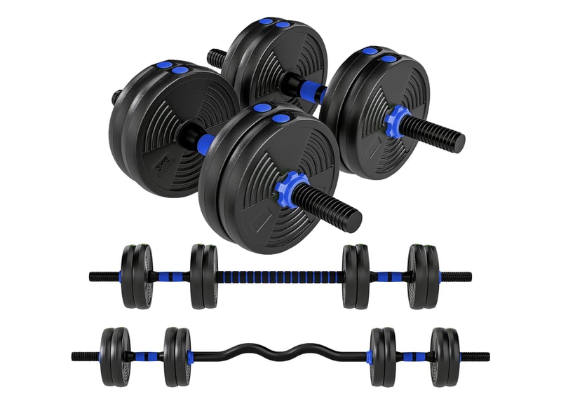  Kit haltères musculation haltères réglables 15 kg 3 en 1, ensemble de poids réglable avec barre d'extension noir  - Conforama B