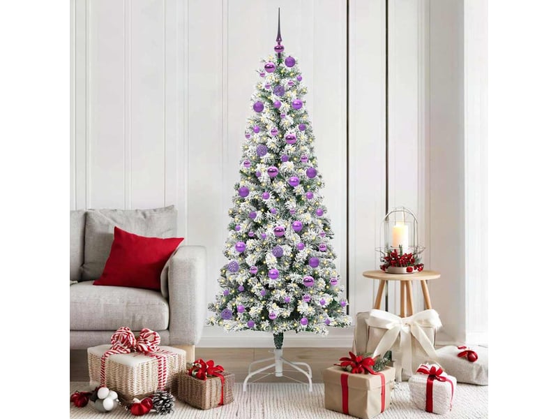  Sapin de noël, arbre de noël artificiel à branches articulées vert et blanc cf61128  - Conforama B