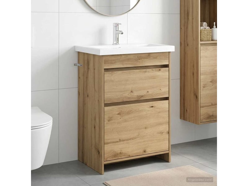  Ensemble de mobilier de salle de bain chêne artisanal shl3272  - Conforama B