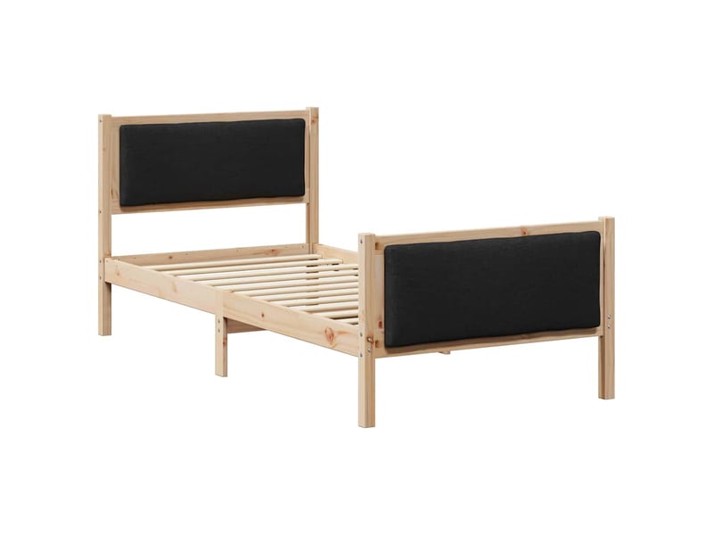 Lit simple- lit adulte - cadre de lit avec tête de lit noir 100 x 200 cm tissu - Conforama A