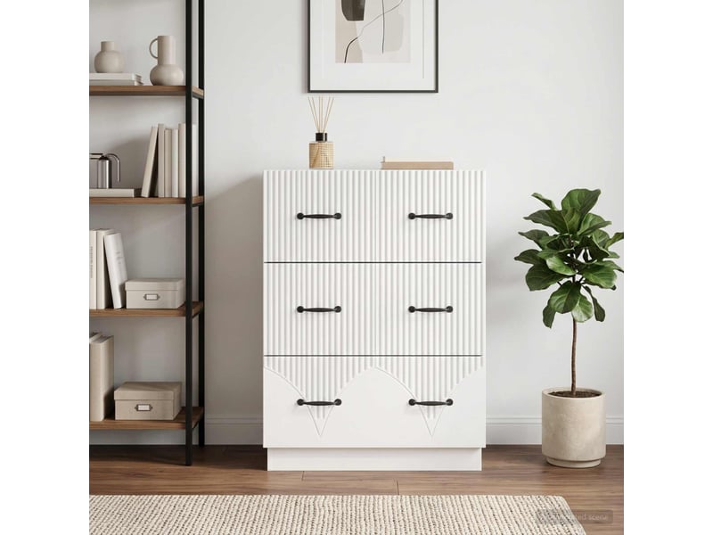 Armoire de rangement bureau, armoire à tiroirs blanc brillant 66 x 34,5 x 87 cm - Conforama D