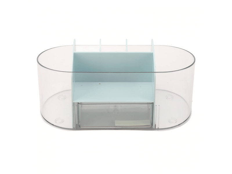  Organiseur de maquillage de bureau transparent à compartiments pour cosmétiques et soins de la peau (bleu)  - Conforama D