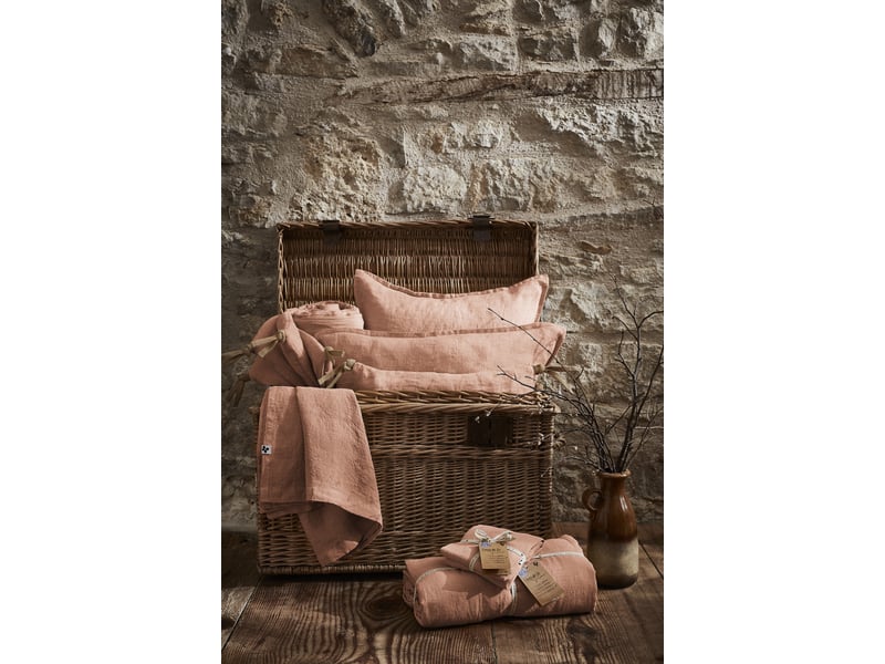 Housse de couette 240 x 220 cm lin lavé français luxe soline vieux rose 12463 - Conforama C