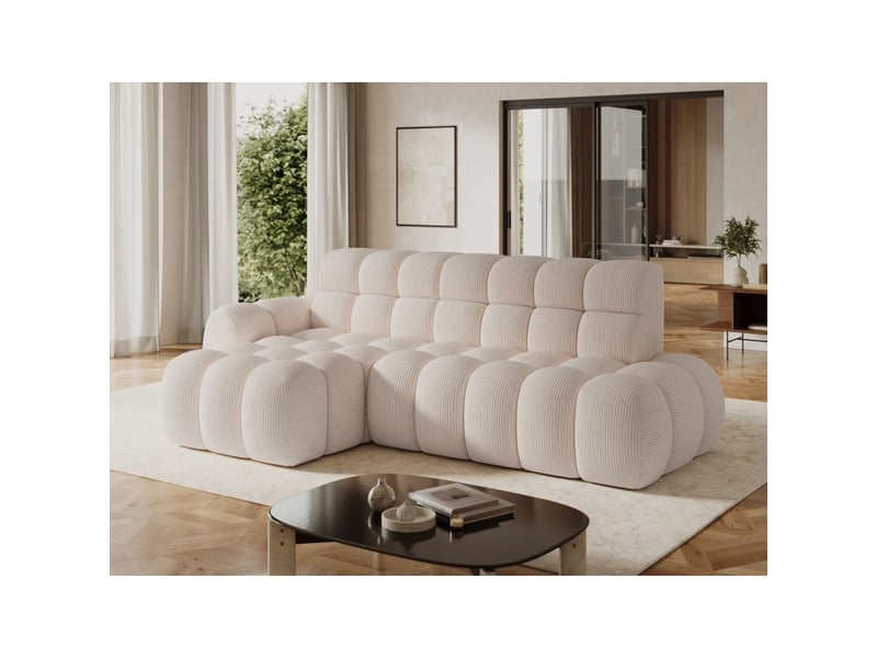 Canapé d'angle convertible bulla 3 places beige – velours côtelé avec extension d'assise électrique - Conforama B