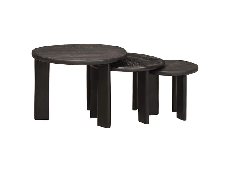  Tables basses gigognes 3 pcs - table de salon - table à thé blanc ø 54 x 40 cm  - Conforama D
