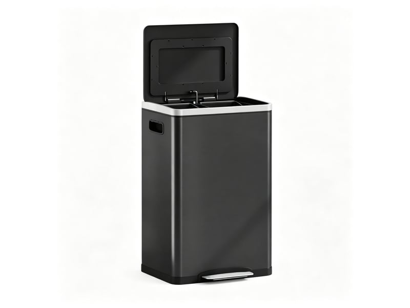 Poubelle tri sélectif - poubelle de cuisine à 2 compartiments, 2 x 20 l, ouverture à pédale, 40 x 34.8 x 59 cm, noir - Conforama B