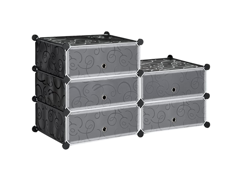 Meuble de rangement à chaussures modulable 6 cubes rectangulaires empilables - noir - Conforama B