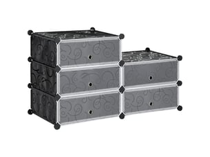 Meuble de rangement à chaussures modulable 6 cubes rectangulaires empilables - noir