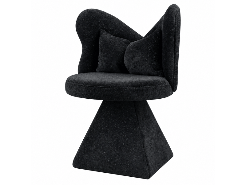 Chaise pivotante papillon, fauteuil d’appoint, chaise coiffeuse, tissu chenille, salon chambre bureau - Conforama A