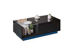 Table basse relevable led avec 2 tiroirs, niche ouverte et rangement caché pour salon, 100 × 50 × 33 cm, noir
